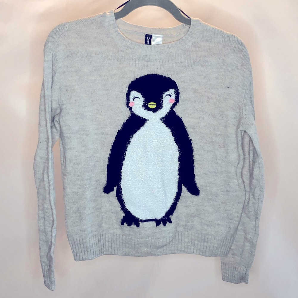 H&M grey Knit Penguin sweater
